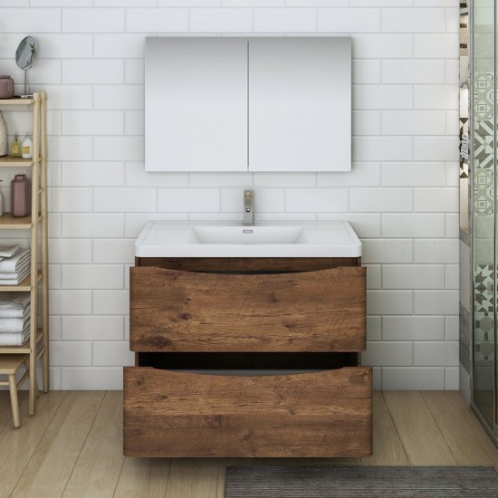 Tuscany 40" Rosewood Free Standing Modern Bathroom Vanity w/ Medicine Cabinet