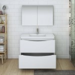 Tuscany 40 Glossy White Free Standing Modern Bathroom Vanity w/ Medicine Cabinet