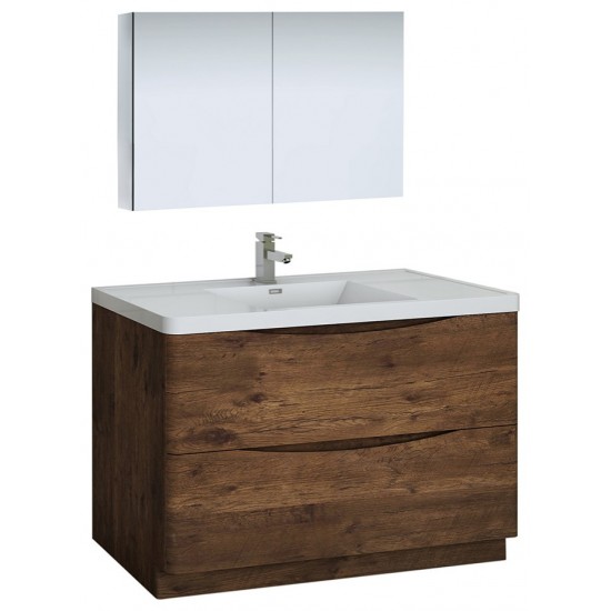 Tuscany 48" Rosewood Free Standing Modern Bathroom Vanity w/ Medicine Cabinet