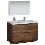 Tuscany 48 Rosewood Free Standing DBL Sink Bathroom Vanity w/ Medicine Cabinet