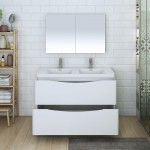Tuscany 48 White Free Standing Double Sink Bathroom Vanity w/ Medicine Cabinet