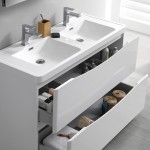 Tuscany 48 White Free Standing Double Sink Bathroom Vanity w/ Medicine Cabinet