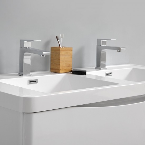 Tuscany 48 White Free Standing Double Sink Bathroom Vanity w/ Medicine Cabinet