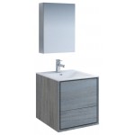 Catania 24" Ocean Gray Wall Hung Modern Bathroom Vanity w/ Medicine Cabinet