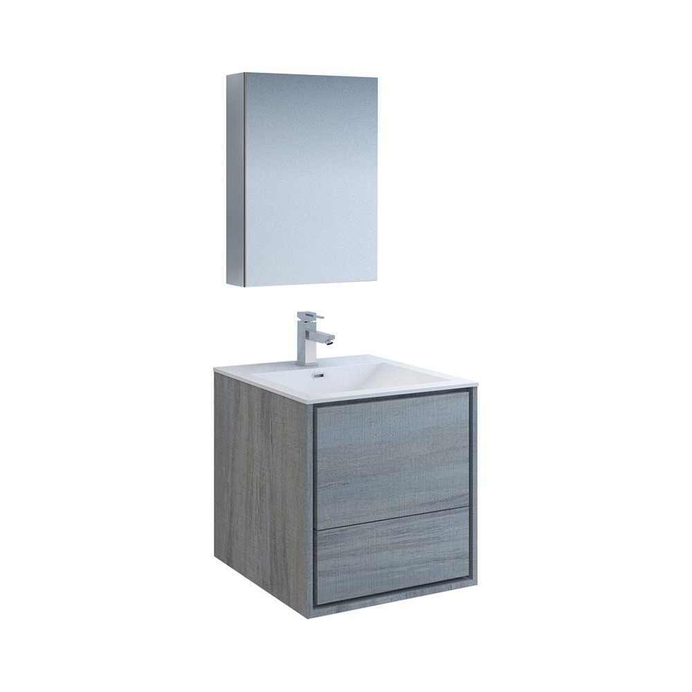 Catania 24" Ocean Gray Wall Hung Modern Bathroom Vanity w/ Medicine Cabinet