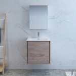 Catania 24 Natural Wood Wall Hung Modern Bathroom Vanity w/ Medicine Cabinet