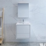 Catania 24" Glossy White Wall Hung Modern Bathroom Vanity w/ Medicine Cabinet