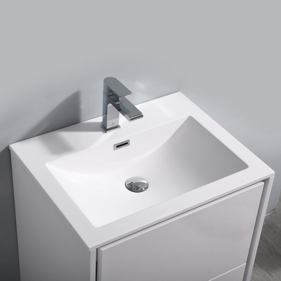 Catania 24" Glossy White Wall Hung Modern Bathroom Vanity w/ Medicine Cabinet