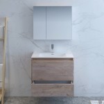 Catania 30 Natural Wood Wall Hung Modern Bathroom Vanity w/ Medicine Cabinet