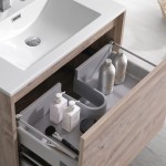 Catania 30 Natural Wood Wall Hung Modern Bathroom Vanity w/ Medicine Cabinet