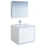 Catania 30" Glossy White Wall Hung Modern Bathroom Vanity w/ Medicine Cabinet