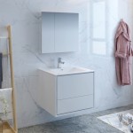 Catania 30" Glossy White Wall Hung Modern Bathroom Vanity w/ Medicine Cabinet