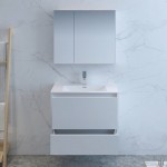 Catania 30" Glossy White Wall Hung Modern Bathroom Vanity w/ Medicine Cabinet