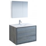 Catania 36" Ocean Gray Wall Hung Modern Bathroom Vanity w/ Medicine Cabinet