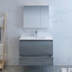 Catania 36" Ocean Gray Wall Hung Modern Bathroom Vanity w/ Medicine Cabinet