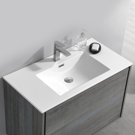 Catania 36" Ocean Gray Wall Hung Modern Bathroom Vanity w/ Medicine Cabinet