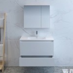 Catania 36" Glossy White Wall Hung Modern Bathroom Vanity w/ Medicine Cabinet