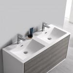 Catania 48 Gray Wall Hung Double Sink Modern Bathroom Vanity w/ Medicine Cabinet