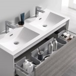 Catania 48 Gray Wall Hung Double Sink Modern Bathroom Vanity w/ Medicine Cabinet