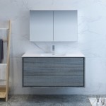 Catania 48" Ocean Gray Wall Hung Modern Bathroom Vanity w/ Medicine Cabinet