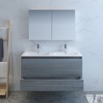 Catania 48 Ocean Gray Wall Hung Double Sink Bathroom Vanity w/ Medicine Cabinet