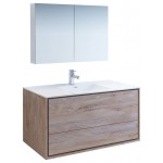 Catania 48 Natural Wood Wall Hung Modern Bathroom Vanity w/ Medicine Cabinet