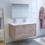 Catania 48 Wood Wall Hung Double Sink Bathroom Vanity w/ Medicine Cabinet