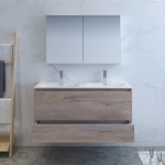 Catania 48 Wood Wall Hung Double Sink Bathroom Vanity w/ Medicine Cabinet