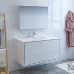 Catania 48" Glossy White Wall Hung Modern Bathroom Vanity w/ Medicine Cabinet