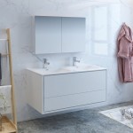 Catania 48 White Wall Hung Double Sink Bathroom Vanity w/ Medicine Cabinet