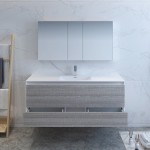 Catania 60 Gray Wall Hung Single Sink Modern Bathroom Vanity w/ Medicine Cabinet