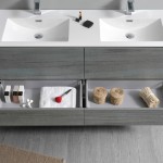 Catania 60 Ocean Gray Wall Hung Double Sink Bathroom Vanity w/ Medicine Cabinet