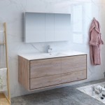 Catania 60 Wood Wall Hung Single Sink Bathroom Vanity w/ Medicine Cabinet