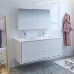 Catania 60 White Wall Hung Double Sink Bathroom Vanity w/ Medicine Cabinet