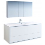 Catania 60 White Wall Hung Single Sink Bathroom Vanity w/ Medicine Cabinet