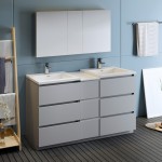 60 Gray Free Standing Dbl Sink Bathroom Vanity, Medicine Cabinet