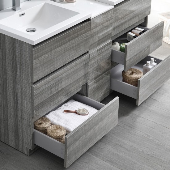 60 Ash Gray Free Standing Dbl Sink Bathroom Vanity, Medicine Cabinet