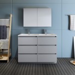 48 Gray Free Standing Double Sink Modern Bathroom Vanity w/ Medicine Cabinet