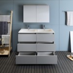 48 Gray Free Standing Double Sink Modern Bathroom Vanity w/ Medicine Cabinet