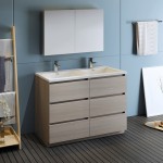 48 Gray Wood Free Standing Double Sink Bathroom Vanity w/ Medicine Cabinet