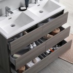 48 Gray Wood Free Standing Double Sink Bathroom Vanity w/ Medicine Cabinet