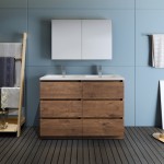 48 Rosewood Free Standing Double Sink Modern Bathroom Vanity w/ Medicine Cabinet