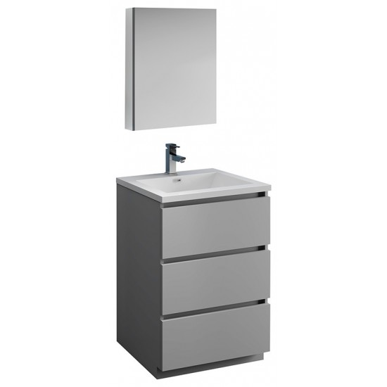 Fresca Lazzaro 24" Gray Free Standing Modern Bathroom Vanity w/ Medicine Cabinet