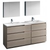 72 Gray Wood Free Standing Dbl Sink Bathroom Vanity, Medicine Cabinet