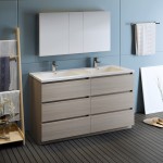 60 Gray Wood Free Standing Dbl Sink Bathroom Vanity, Medicine Cabinet, FVN93