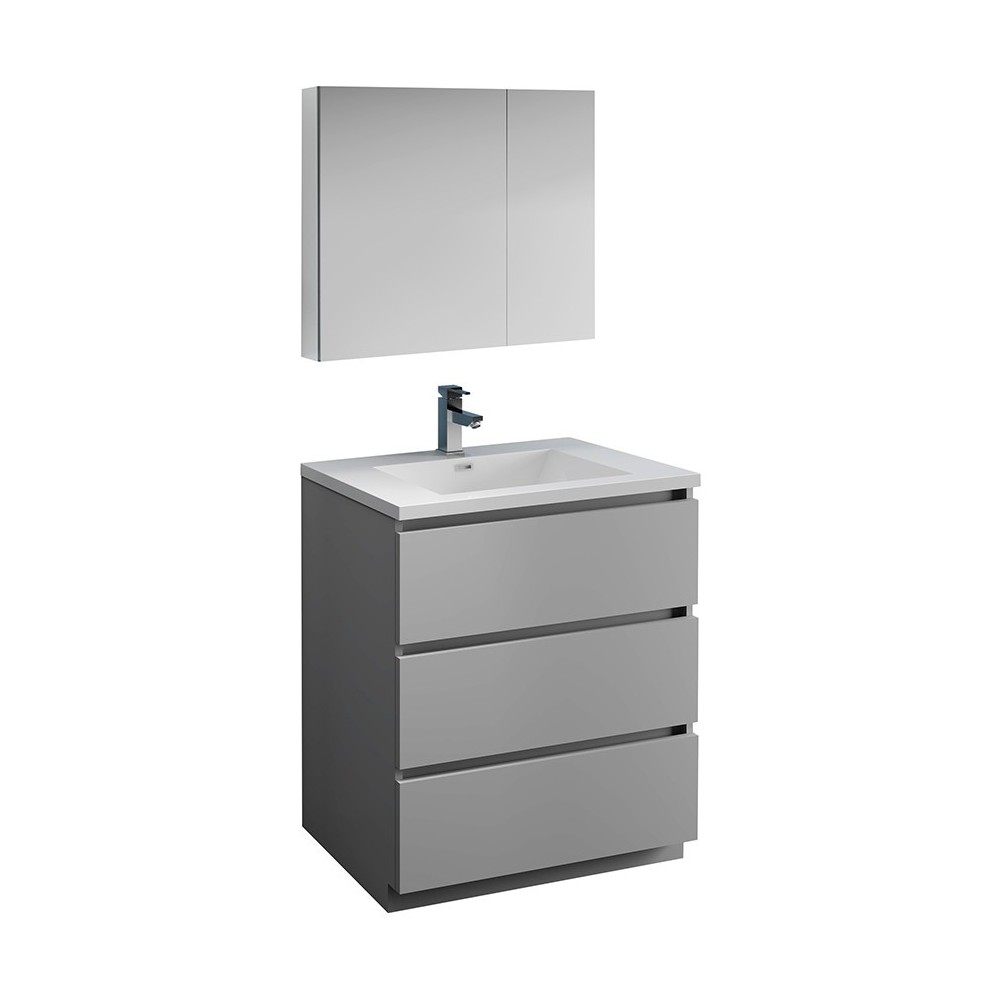 Fresca Lazzaro 30" Gray Free Standing Modern Bathroom Vanity w/ Medicine Cabinet