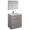 30 Glossy Ash Gray Free Standing Modern Bathroom Vanity w/ Medicine Cabinet