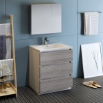 30 Glossy Ash Gray Free Standing Modern Bathroom Vanity w/ Medicine Cabinet