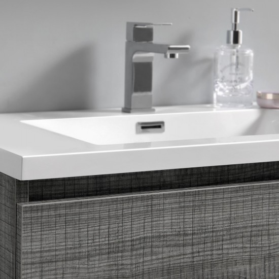 30 Glossy Ash Gray Free Standing Modern Bathroom Vanity w/ Medicine Cabinet