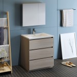 Lazzaro 30" Gray Wood Free Standing Modern Bathroom Vanity w/ Medicine Cabinet